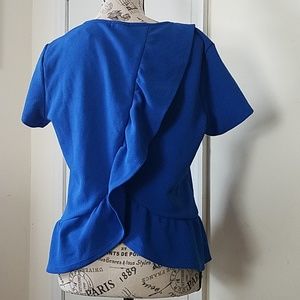Eyeshadow cobalt blue blouse
